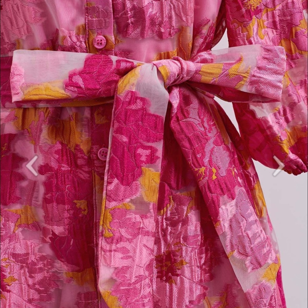 Chicwish Pink & Yellow Floral Tie-Waist Dress - Picture 6 of 8